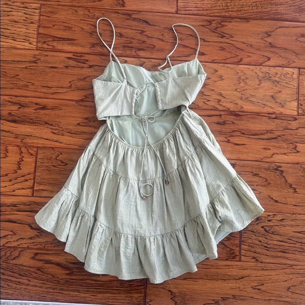 Hello Molly Green Ruffled Mini Dress summer - Picture 3 of 3